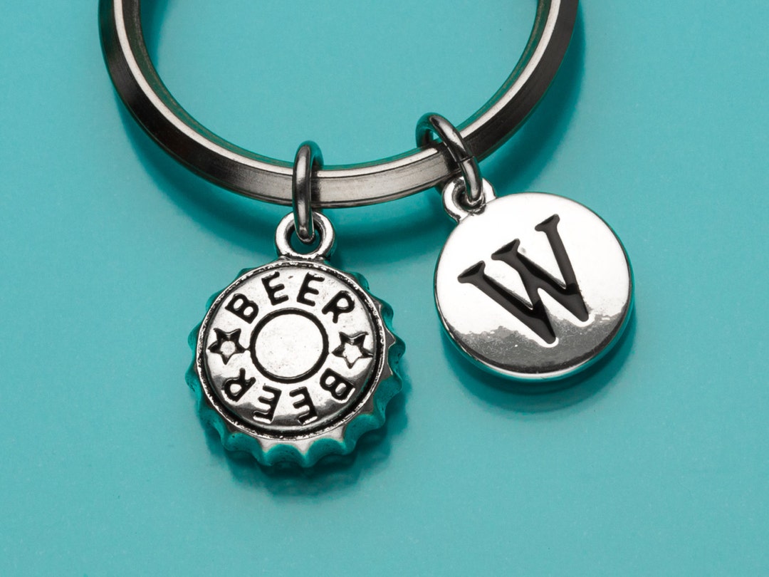 Beer Bottle Cap Keychain Bottle Cap Key Ring Beer Charm Etsy