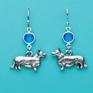 Corgi Dog Earrings, Corgi Earrings, Sapphire Crystal Corgi Earrings, Animal Earrings, Dangle Earrings, Gifts for Her, 82