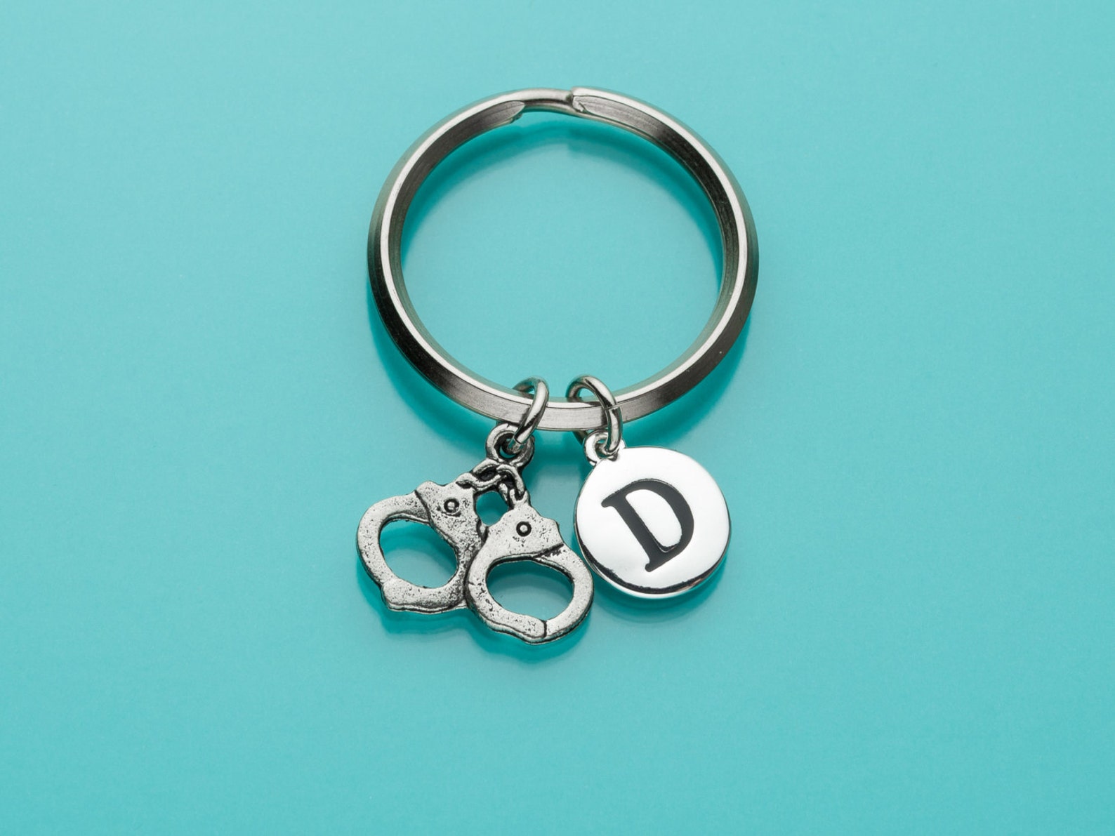 Handcuffs Keychain Handcuffs Key Ring Hand Cuffs Initial Etsy