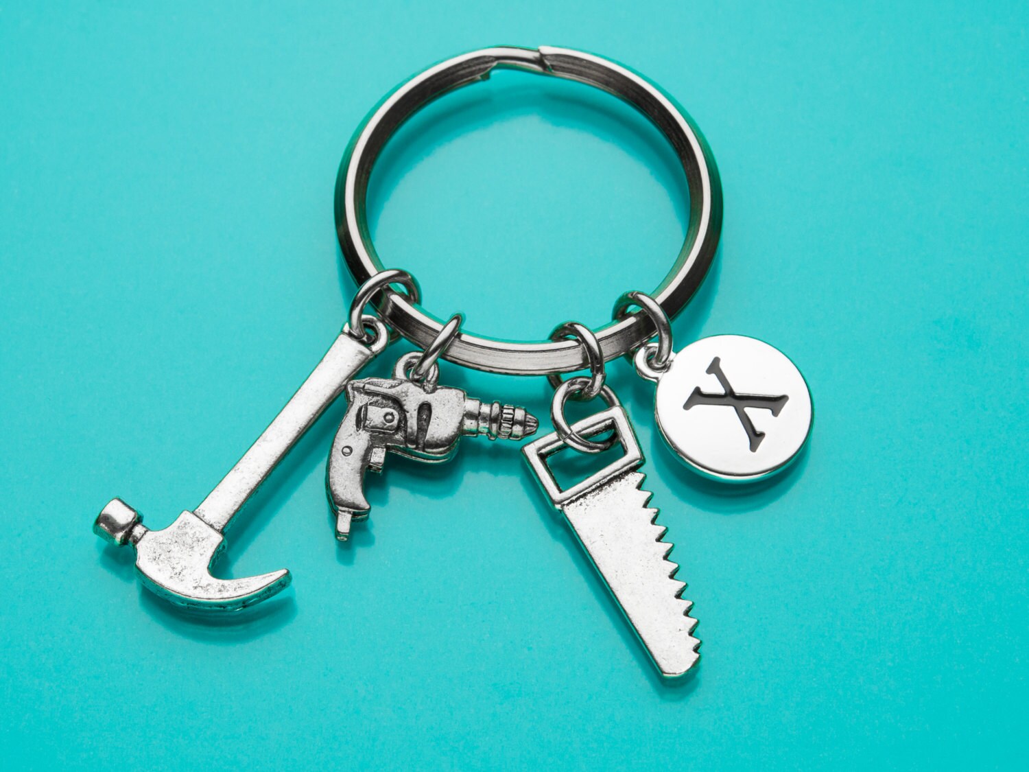Carpenter Tools Keychain Carpenter Tools Key Ring Initial Etsy