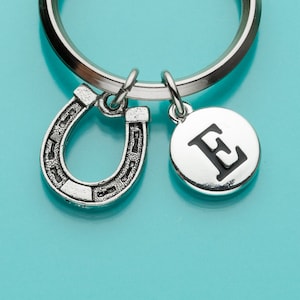 Horseshoe Keychain, Horseshoe Key Ring, Horse Shoe Charm, Good Luck, Initial Keychain, Personalized Keychain, Custom Keychain, Charm, 190
