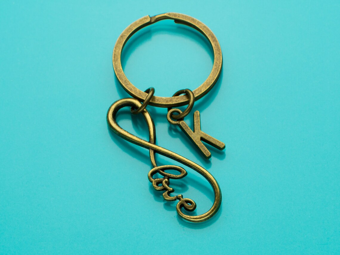 Love Infinity Keychain Bronze Love Infinity Key Ring Forever Etsy