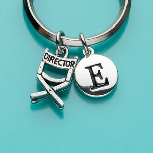 Director&#39;s Chair Keychain, Director&#39;s Chair Key Ring, Filmmaker, Initial Keychain, Personalized Keychain, Custom Keychain, Charm, 101