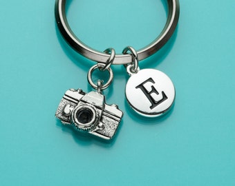 Camera Keychain, Camera Key Ring, Photography Charm, Initial Keychain, Personalized Keychain, Custom Keychain, Charm Keychain, 59