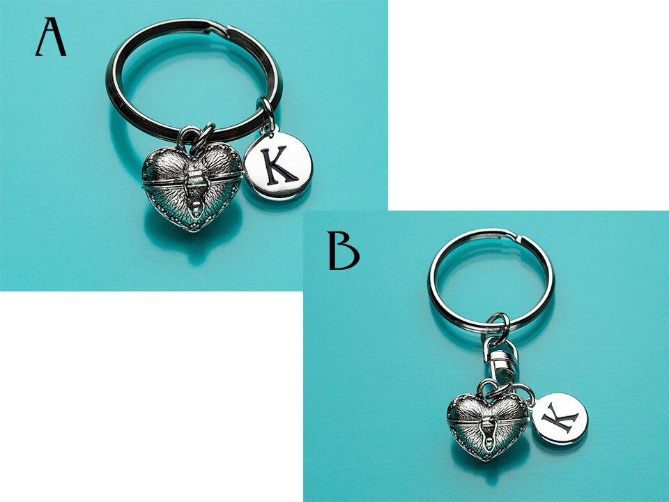 Heart Locket Keychain Heart Locket Key Ring Heart Prayer Etsy