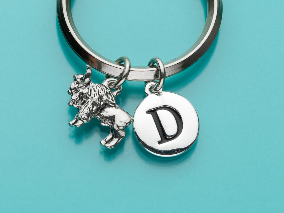 Buffalo Keychain, Buffalo Key Ring, Initial Keychain, Personalized ...