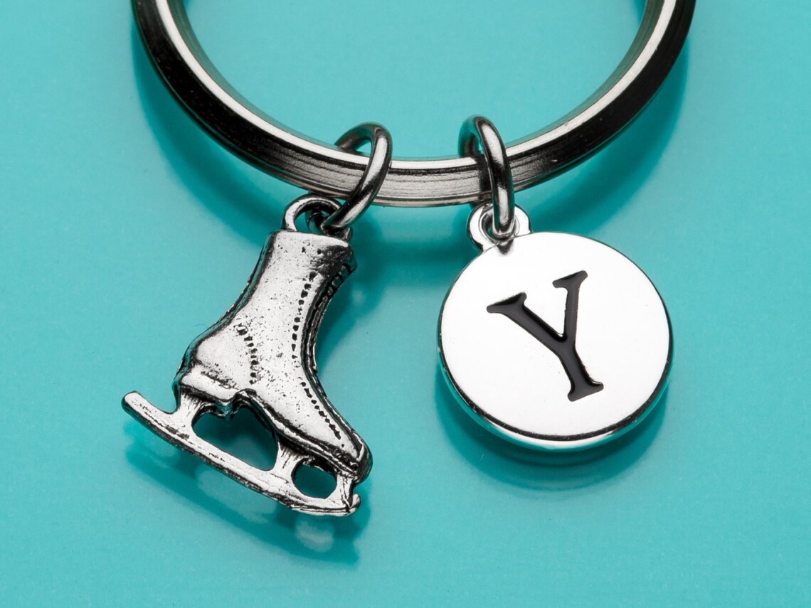 Figure Skate Keychain Figure Skate Key Ring Ice Skate Charm Etsy