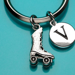 Roller Skate Keychain, Roller Skate Key Ring, Skating Charm, Sport Equipment, Initial Keychain, Personalized Keychain, Custom Keychain, 729