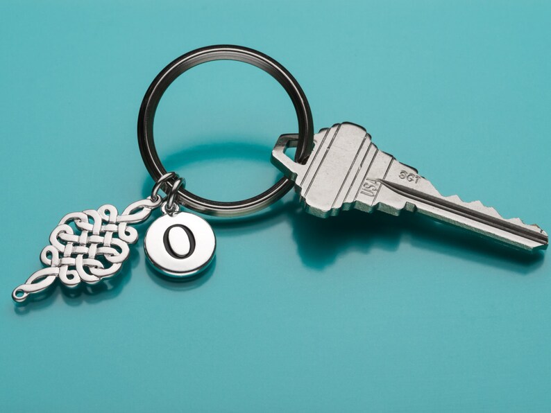 Celtic Knot Keychain, Celtic Knot Key Ring, Woven Design, Initial ...