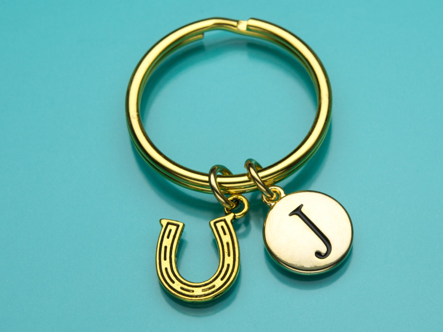 Horseshoe Keychain Gold Horse Shoe Key Ring Good Luck Charm Etsy