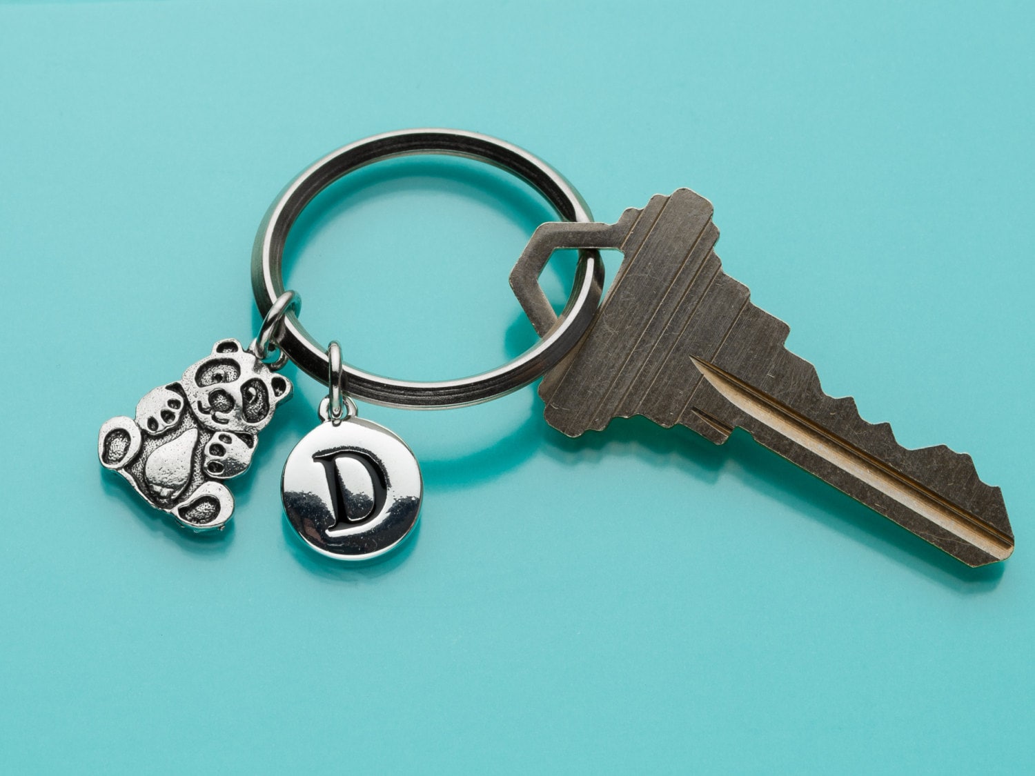 Panda Keychain Panda Key Ring Bear Keyring Initial Etsy