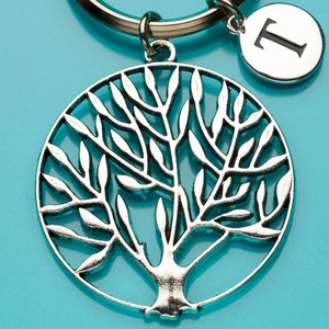 Tree of Life Keychain, Lg Tree of Life Key Chain, Family Tree Key Ring, Initial Keychain, Personalized Keychain, Custom Charm Keychain, 915