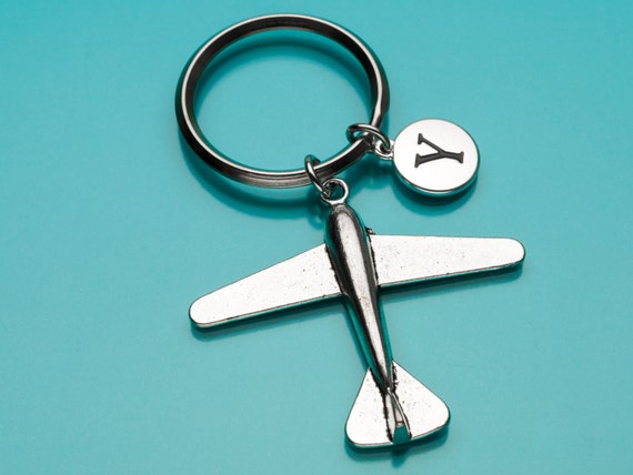 Portachiavi Aeroplano Con Incisione 'Pass Auf Dich Auf' - Regalo Patente E Viaggio - Argento - 4