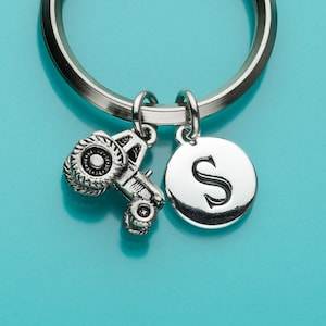 Tractor Keychain, Tractor Key Ring, Farm Equipment, Farmer&#39;s Charm, Initial Keychain, Personalized Keychain, Custom Keychain, 359