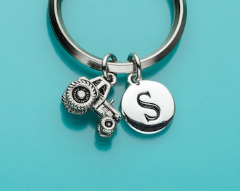 Traktor Schlüsselanhänger, Traktor Schlüsselanhänger, Landmaschinen, Bauerncharme, Initial Keychain, personalisierter Keychain, Custom Keychain, 359