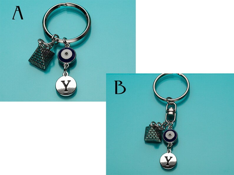 Egyptian Keychain Egyptian Pyramid Key Ring Evil Eye Etsy