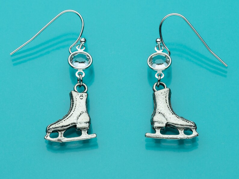 Ice Skate Earrings Ice Crystal Earrings Figure Skate Etsy