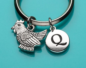 Pollo llavero, llavero de pollo, gallina encanto, encanto del pájaro, llavero de América, de la granja Animal, llavero personalizado, encanto llavero, 604