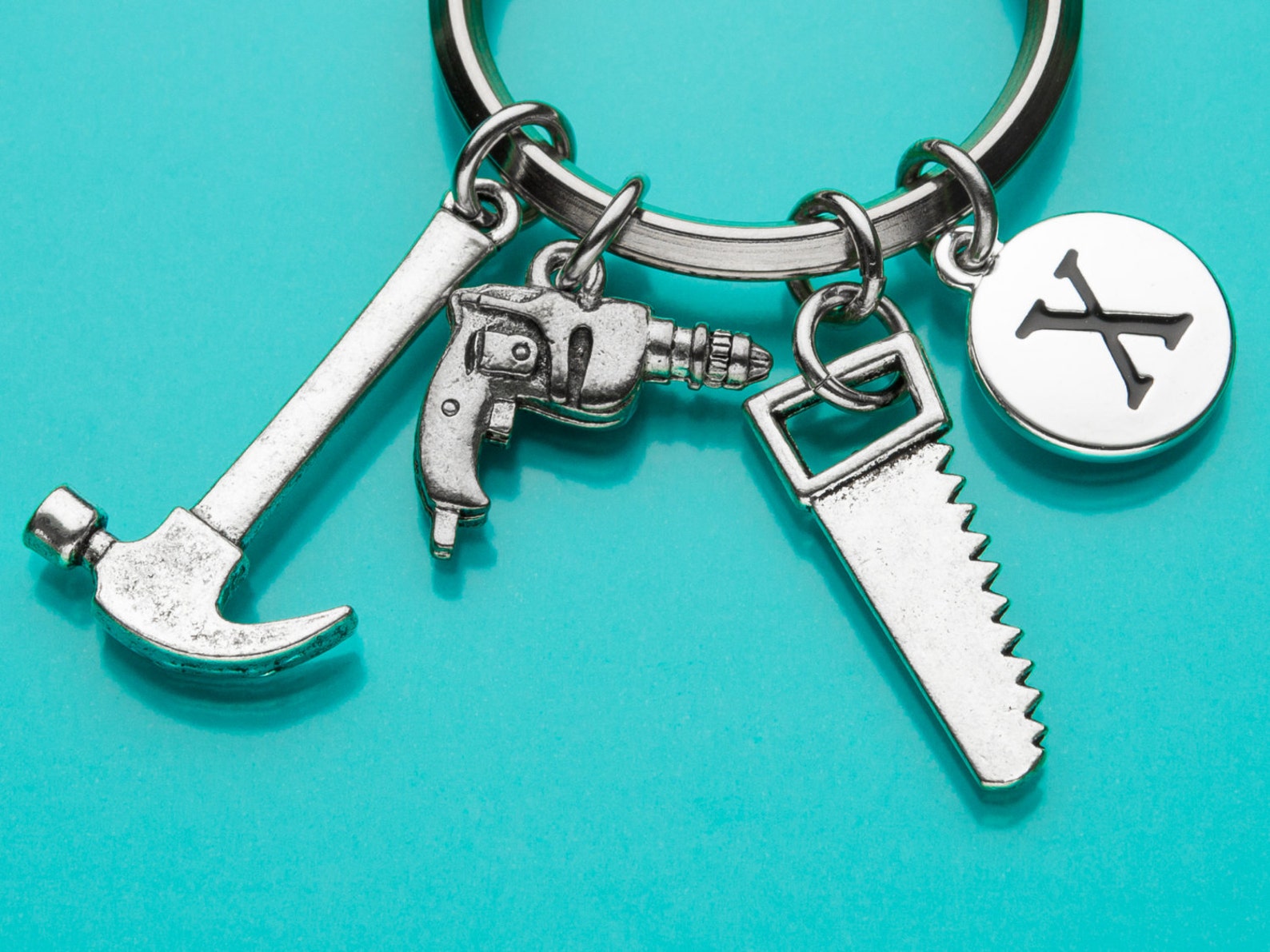 Carpenter Tools Keychain Carpenter Tools Key Ring Initial Etsy