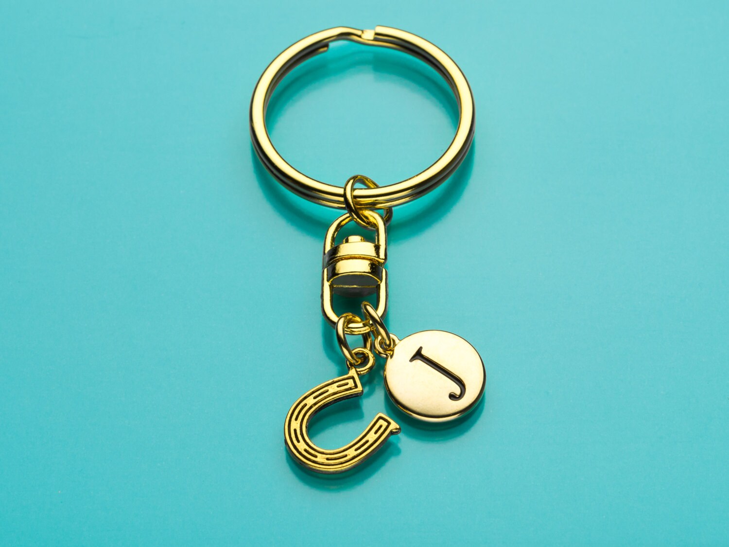 Horseshoe Keychain Gold Horse Shoe Key Ring Good Luck Charm Etsy