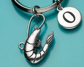 Shrimp Keychain, Shrimp Key Ring, Large Prawn, Sea Creature, Initial Keychain, Personalized Keychain, Custom Keychain, Charm Keychain, 789