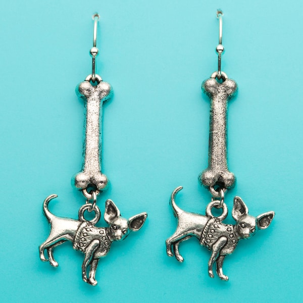 NEWEI Enamel Alloy Cute Unique Chihuahua Dog Earrings Drop Dangle Fashion Dog Jewelry for Women Girls Gift Charms