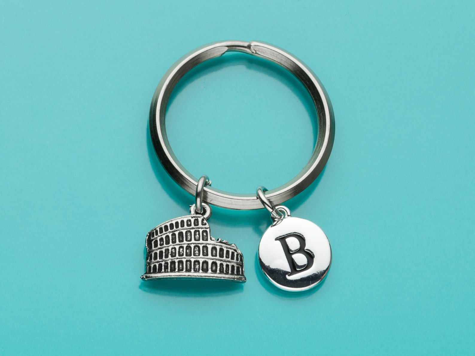 Coliseum Keychain Colosseum Key Ring Initial Keychain Etsy