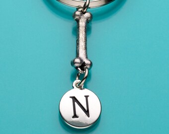 Dog Bone Keychain, Dog Bone Key Ring, Dog Charm, Initial Keychain, Personalized Keychain, Custom Keychain, Charm Keychain, 672