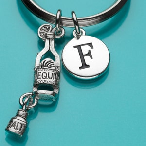 Tequila Schlüsselbund, Tequila Schlüsselring, Tequila Flasche und Salz, erster Schlüsselbund, personalisierter Schlüsselbund, benutzerdefinierter Schlüsselbund, Charm Schlüsselbund, 399