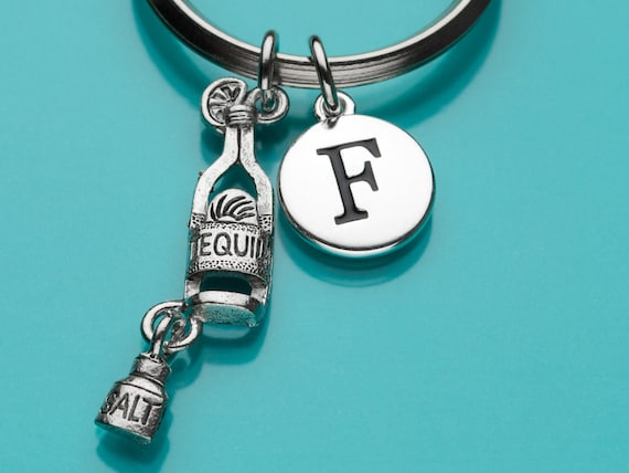 Tequila Keychain, Tequila Key Ring, Tequila Bottle and Salt