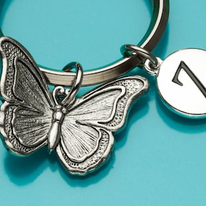 Butterfly Keychain, Monarch Butterfly Key Ring, Initial Keychain, Personalized Keychain, Gift Under 25, Charm Keychain, 864