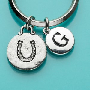 Horseshoe Keychain, Horseshoe Key Ring, Good Luck Charm, Initial Keychain, Personalized Keychain, Custom Keychain, Charm Keychain, 189