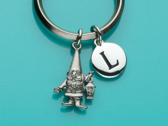 Gnome Keychain VERY SMALL Lawn Gnome Keyring Personalized Keychain Garden Gnome Gift Lantern Keychain Fantasy Keychain Bridesmaid Keychain