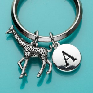 Giraffe Keychain, Giraffe Key Ring, Jungle Animal Charm, Initial Keychain, Personalized Keychain, Custom Keychain, Charm Keychain, 157