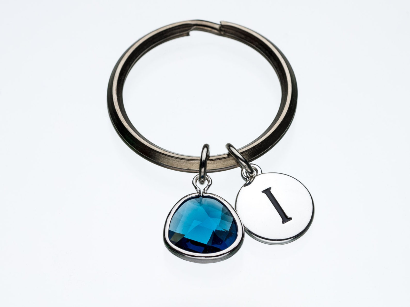 Sapphire Crystal Gem Keychain Sapphire Crystal Gem Key Ring Etsy