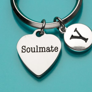 Soulmate Keychain, Soulmate Key Ring, Mate Charm, Initial Keychain, Personalized Keychain, Custom Keychain, Charm Keychain, 761