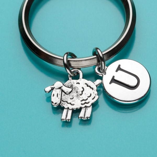 Sheep Keychain, Cute Sheep Key Ring, Baa Baa Black Sheep, Initial Keychain, Personalized Keychain, Custom Keychain, Charm Keychain, 436