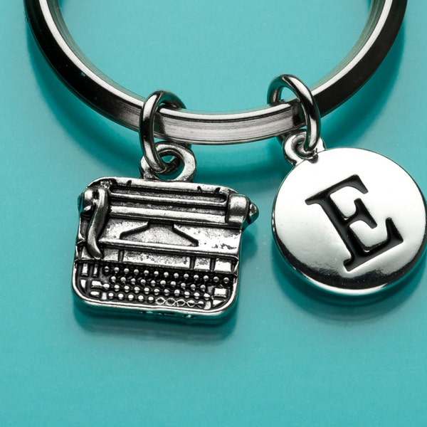 Typewriter Keychain, Typewriter Key Ring, Office Equipment Charm, Initial Keychain, Personalized Keychain, Charm Keychain, 139