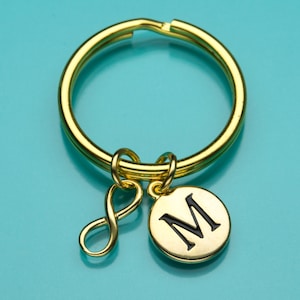Infinity Keychain, Gold Infinity Key Ring, Tiny Infinity Symbol, Forever, Initial Keychain, Personalized Keychain, Charm Keychain, 483