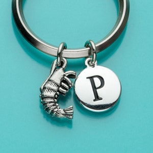 Shrimp Keychain, Shrimp Key Ring, Small Prawn, Sea Creature, Initial Keychain, Personalized Keychain, Custom Keychain, Charm Keychain, 322