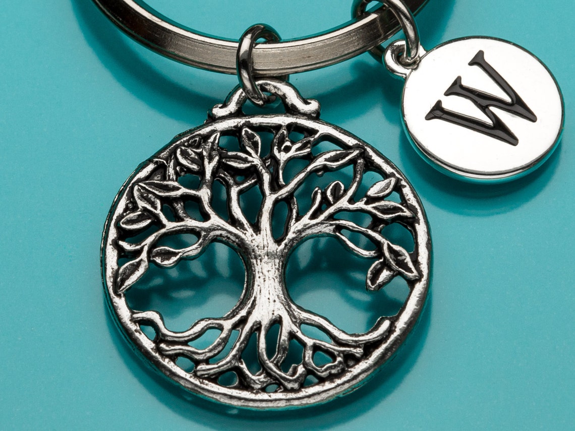 Tree Keyring Tree of Life Keychain, Tree of Life Key Chain, Tree Key Ring, Initial ...