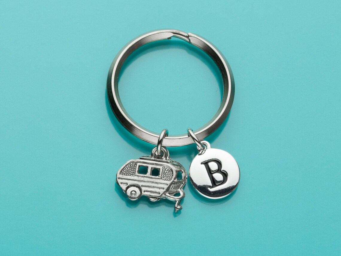 Trailer Keychain, Camper Key Ring, Camper Keychain, Caravan, Initial ...