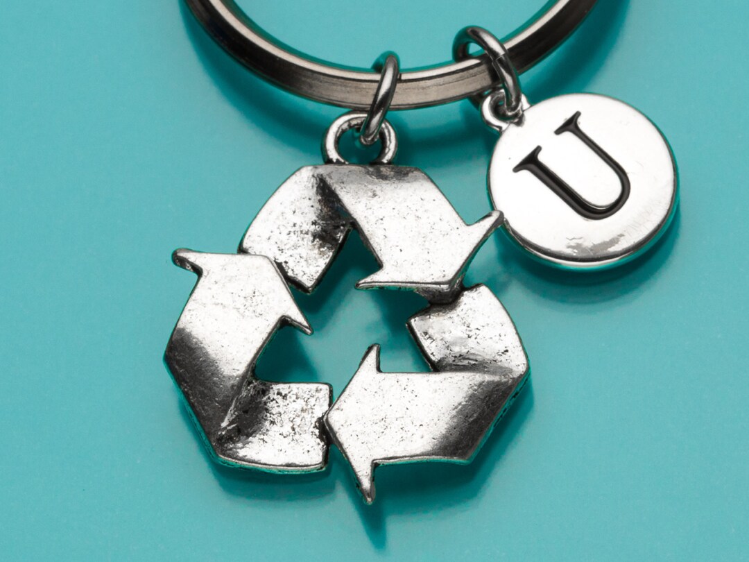 Recycle Keychain, Recycle Symbol Key Ring, Recycling Charm