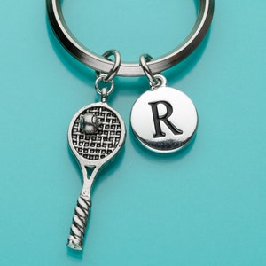 Tennis Racquet Keychain, Tennis Racket Key Ring, Sports, Initial Keychain, Personalized Keychain, Custom Keychain, Charm Keychain, 352
