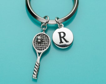 Raqueta de tenis llavero, llavero de raqueta de tenis, deportes, llavero inicial, personalizado llavero, llavero personalizado, encanto llavero, 352
