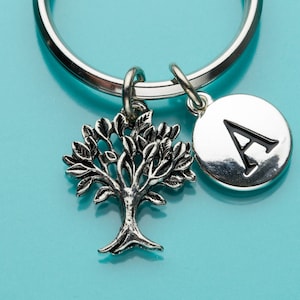 Tree of Life Keychain, Tree of Life Key Ring, Initial Keychain, Personalized Keychain, Custom Keychain, Charm Keychain, 363