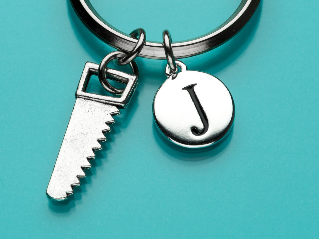 Saw Keychain Wood Saw Key Ring Tool Charm Initial Keychain Etsy