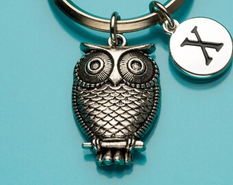 Chaveiro de coruja, chaveiro de coruja LG, coruja no poleiro, pingente de pássaro, chaveiro inicial, chaveiro personalizado, chaveiro personalizado, chaveiro de charme, 901