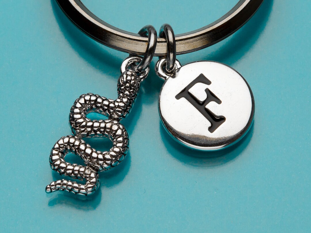 Snake Keychain, Sm Snake Key Ring, Initial Keychain, Personalized ...