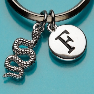 Snake Keychain, Sm Snake Key Ring, Initial Keychain, Personalized Keychain, Custom Keychain, Charm Keychain, 923
